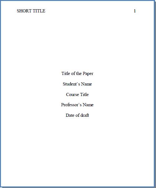 proper apa format title page